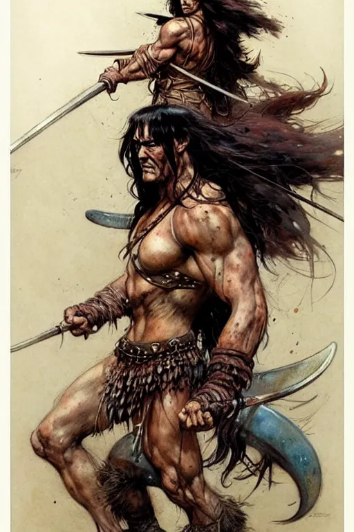 Image similar to (((((1950s conan the barbarian . muted colors.))))) by Jean-Baptiste Monge !!!!!!!!!!!!!!!!!!!!!!!!!!!