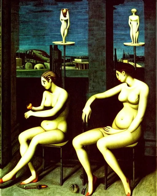 Image similar to The Disquieting Muses, by Giorgio de Chirico