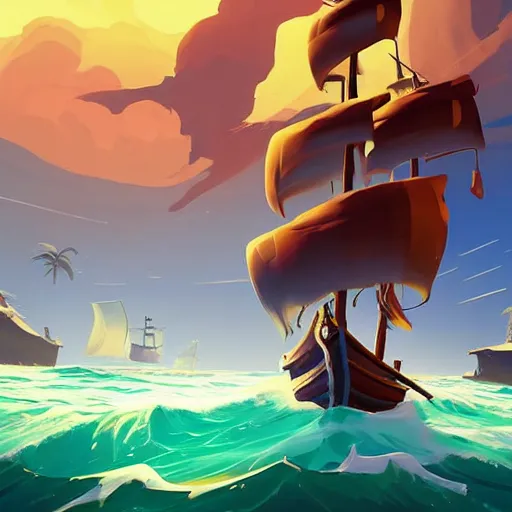 Image similar to painting treasure on sea of thieves game smooth median photoshop filter cutout vector, behance hd by jesper ejsing, by rhads, makoto shinkai and lois van baarle, ilya kuvshinov, rossdraws global illumination