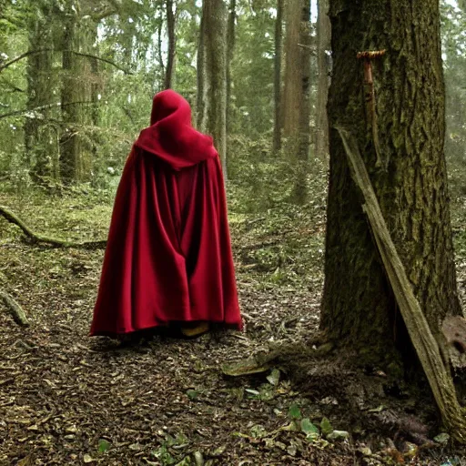 Image similar to medieval cloak wearing lizard, photograph captured in the woods