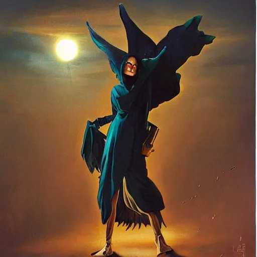 Prompt: painting in style of michael whelan, the dark angel of coffee