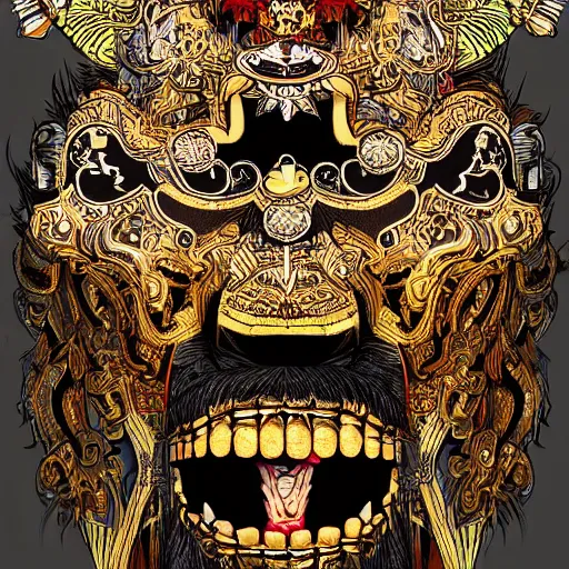 Image similar to barong bali, illustration, digital art, trending artstation