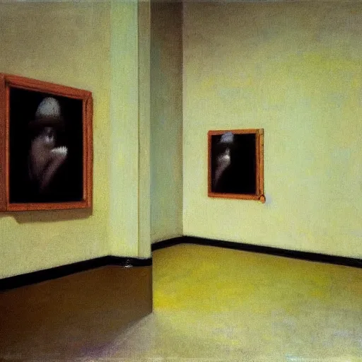 Image similar to a lonely figure in an haunted hotel abandoned room, hyperrealistic film still by edward hopper, by gottfried helnwein, by klimt, by de chirico, art noveau, highly detailed, strong lights, liminal, eerie, metaphysical, bright pastel colors,