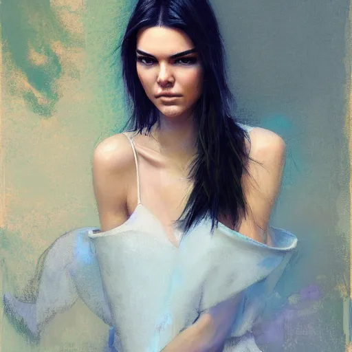 Image similar to kendall jenner by Richard Schmid by Jeremy Lipking by moebius by atey ghailan by RossDraws