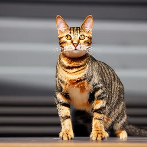 Prompt: ultra hd 8 k photo from far away of a tabby cat alone on a big opera stage