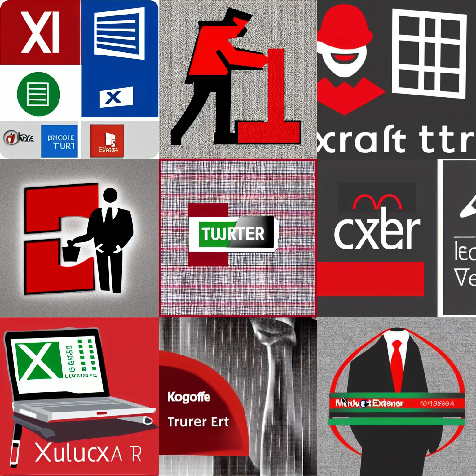 Prompt: logo for a Microsoft Excel tutor with a red shirt and a black tie