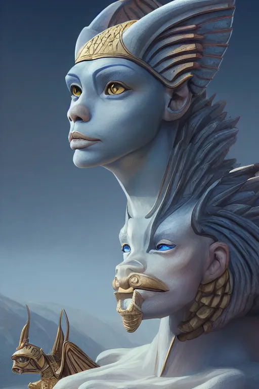 Image similar to legendary sphinx, highly detailed, d & d, fantasy, highly detailed, digital painting, trending on artstation, concept art, sharp focus, illustration, global illumination, ray tracing, realistic shaded, art by artgerm and greg rutkowski and fuji choko and viktoria gavrilenko and hoang lap