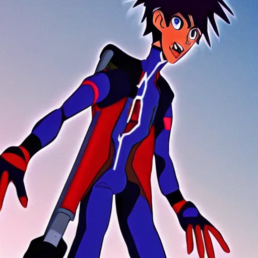 Prompt: goofy's son max as shinji from neon genesis evangelion, anime