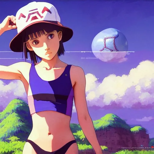 Image similar to beautiful boyish natalie portman gravure model in majora's mask, wearing wooden mask and baseball cap and leotard, street wear with subtle mayan patterns, aztec bathing suit, gapmoe yandere grimdark, trending on pixiv fanbox, painted by greg rutkowski makoto shinkai takashi takeuchi studio ghibli, akihiko yoshida