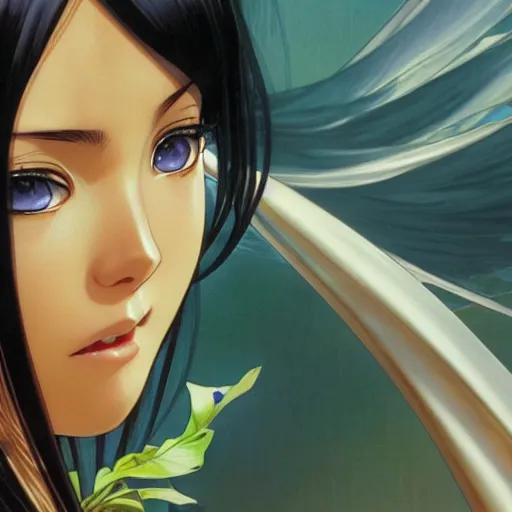 Prompt: highly detailed vfx portrait of nico robin by eiichiro oda, makoto shinkai, alphonse mucha, sharp focus, art by artgerm and greg rutkowski!, backlit, harsh overhead sunlight, blue eyes, stanley kybric, takeshi obata, kaoru mori, pixiv, fanbox,