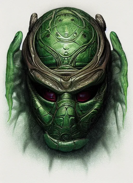 Prompt: duncan trussell mf doom reptile eyes, green skin. intricate, elegant, highly detailed, centered, digital painting, artstation, concept art, smooth, sharp focus, illustration, artgerm, tomasz alen kopera, peter mohrbacher, donato giancola, joseph christian leyendecker, wlop, frank frazetta