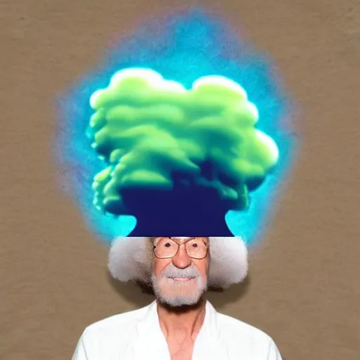 Prompt: nuclear mushroom cloud in the shape of bob ross