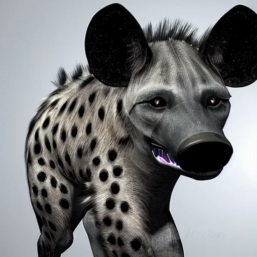 Image similar to cybernetic hyena realistic photo, cyborg hyena real