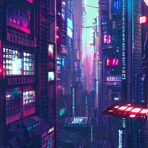 Prompt: cyberpunk city, neo tokyo, social realism, view from eyes, highly detailed, detailed colors, artstation, matte, google point of view, illustration