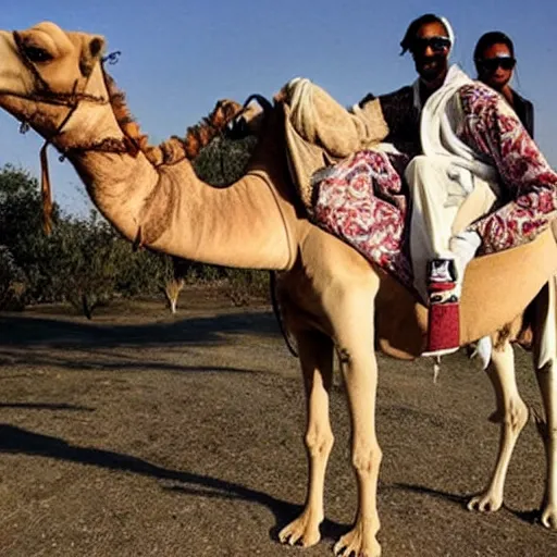 Prompt: snoop dogg riding a camel