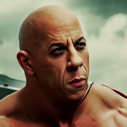 Prompt: candid photo of Vin Diesel dressed as Piccolo by Annie Leibowitz, photorealisitc, extremely detailed, UHD, correct face, hyperrealistic