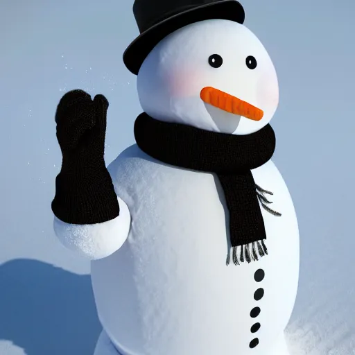 Image similar to a highly detailed humanoid snowman in business suit with black eyes and mouth, no nose, hyperrealism, professional, octane render, digital art