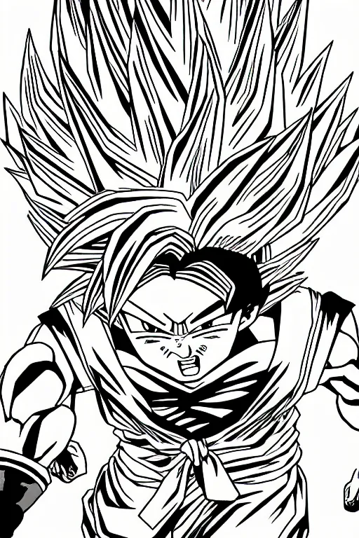 Image similar to woman going super saiyan, dragon ball z, akira toriyama, epic, illustration, highly detailed, black and white illustration, manga style