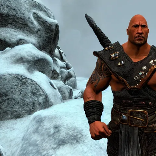 Image similar to Dwayne The Rock Johnson in the Skyrim game