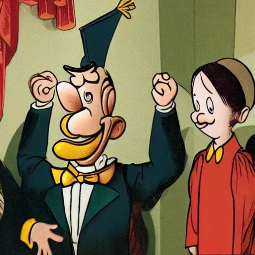 Prompt: pinocchio being sworn in as president of the united states