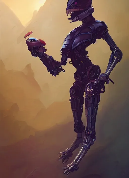 Image similar to anthropomorphic raven cyborg robot swordsman portrait, horror, game design fanart by concept artist gervasio canda, behance hd by jesper ejsing, by rhads, h. r. giger, makoto shinkai and lois van baarle, ilya kuvshinov