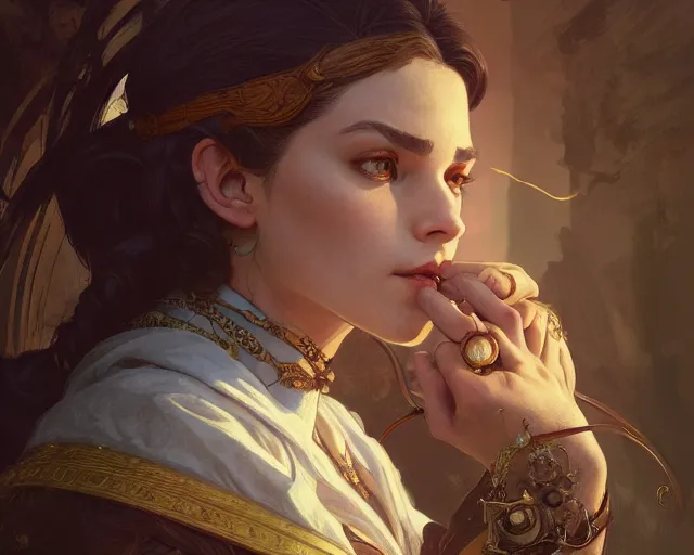 Image similar to photography of patricia polacco, deep focus, d & d, fantasy, intricate, elegant, highly detailed, digital painting, artstation, concept art, matte, sharp focus, illustration, hearthstone, art by artgerm and greg rutkowski and alphonse mucha