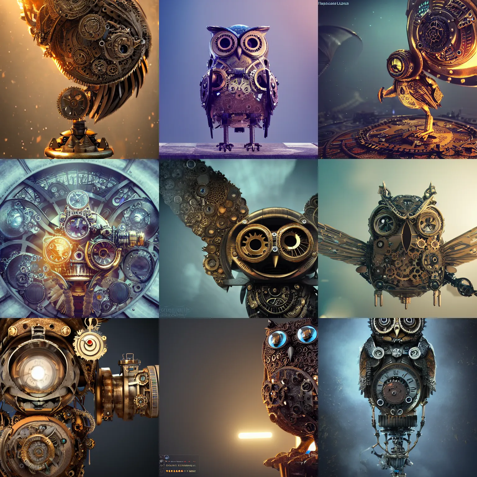 Prompt: mechanical steampunk owl, intricate detail, volumetric lighting, epic composition, hyper detailed, ultra realistic, sharp focus, octane render, volumetric, ray tracing, sense of awe, swirling mist