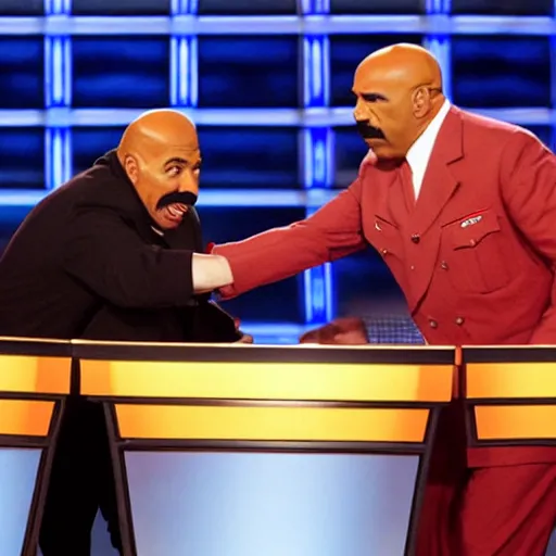 Image similar to adolf hitler meeting steve harvey in family feud ( 2 0 1 6 )