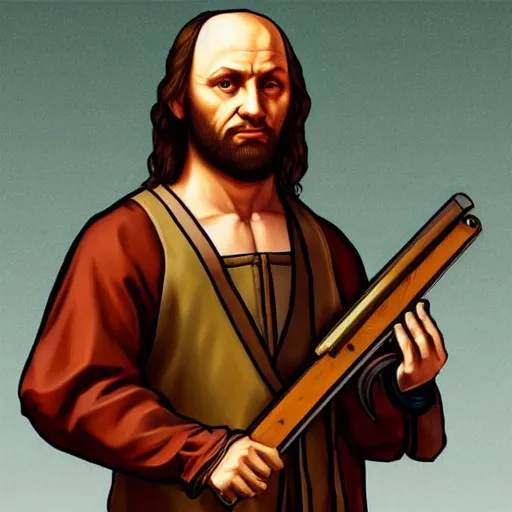 Prompt: Leonardo da Vinci as GTA V characters