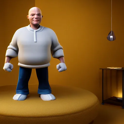 Image similar to mr. clean, 3 d render, dramatic lighting, ray tracing