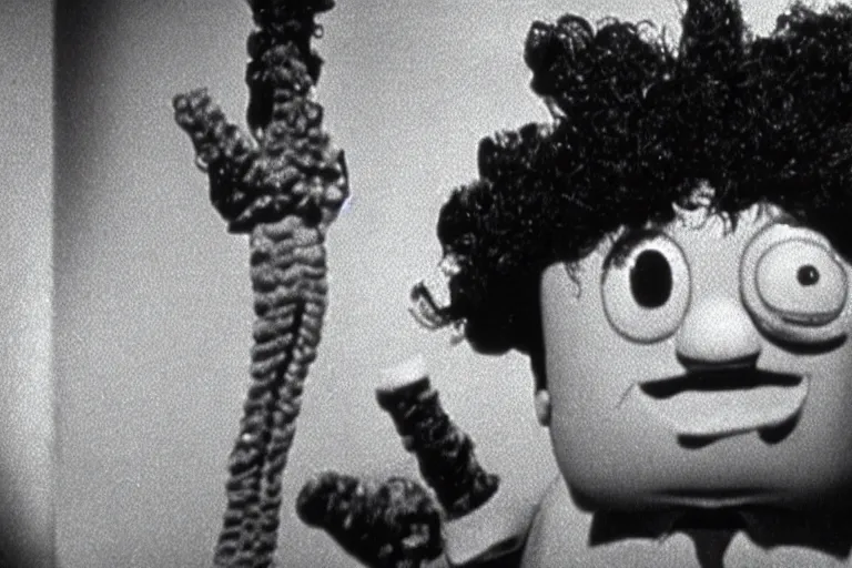 Image similar to eraserhead in a spongebob episode 35mm photorealistic creature 90s movie horror prop film