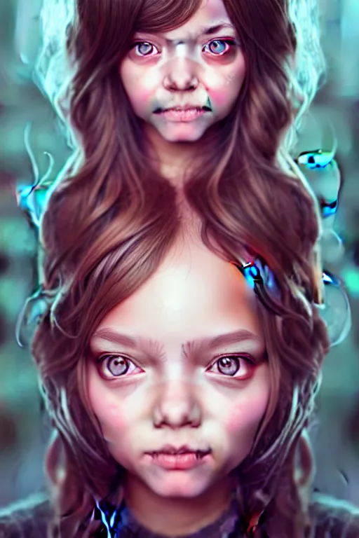 Image similar to very cute girl portrait, highly detailed eyes, intricate details, by artgerm, tooth wu, dan mumford, beeple, wlop, unreal engine 5 rendering