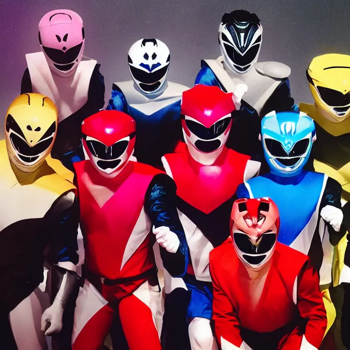 Prompt: the mighty morphin'power rangers attend a justin timberlake concert. cinematic 8 k