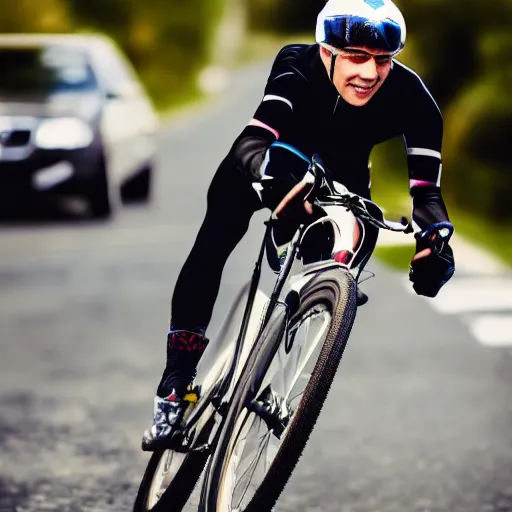 Prompt: bicycle race rider falling of his bike, 8k image, clear background, clear skin