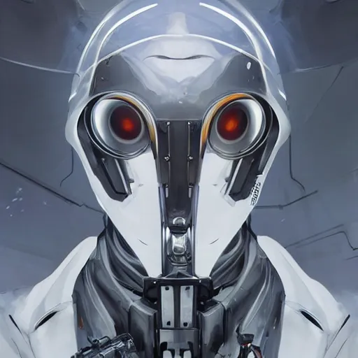 Prompt: portrait of a character with many robotic eyes, wearing sleek clothes, wearing a flowing white tailcoat, wearing a futuristic insectoid armored white mask with five circular lenses for eyes, many eyes, dramatic lighting, illustration by Greg rutkowski, yoji shinkawa, 4k, digital art, concept art, trending on artstation