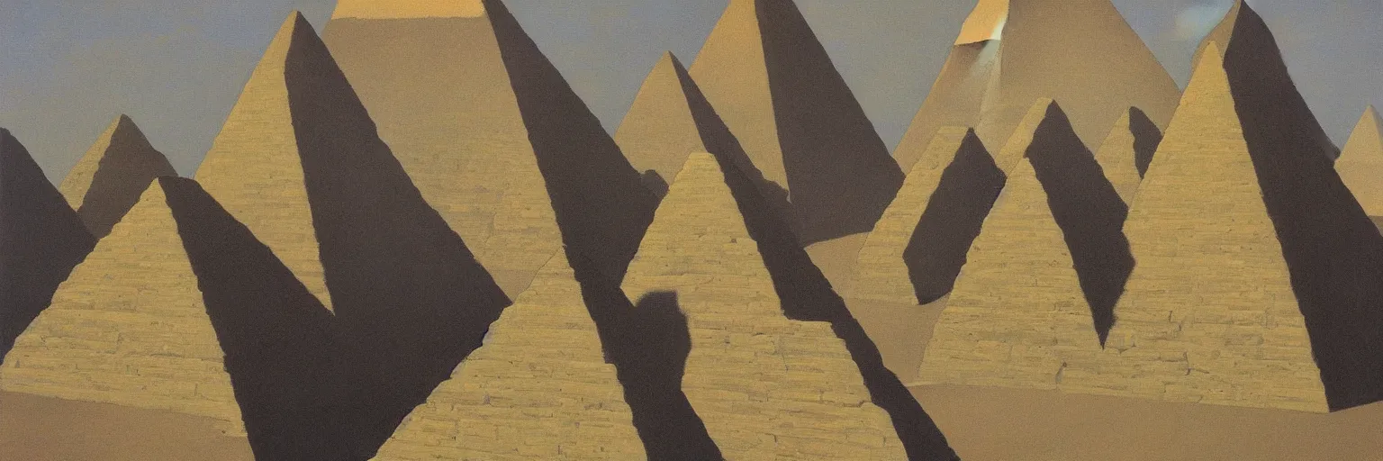 Image similar to pyramids at giza painting magritte