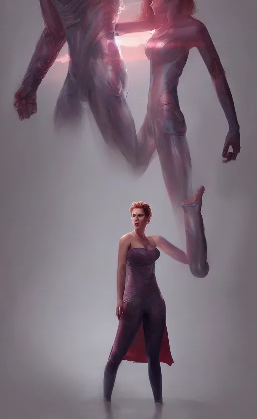 Prompt: scarlett johansson with an very long torso, possibly extra limbs, stefan kostic, artgerm, intricate, detailed, volumetric lighting, digital painting, concept art, greg rutkowski