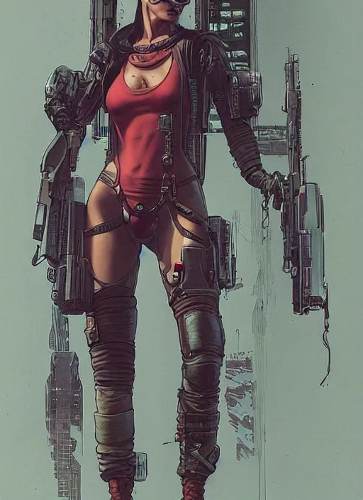 Image similar to cyberpunk mercenary. portrait by stonehouse and mœbius and will eisner and gil elvgren and pixar. realistic proportions. cyberpunk 2 0 7 7 character design, apex, blade runner 2 0 4 9 concept art. cel shading. attractive face. thick lines.