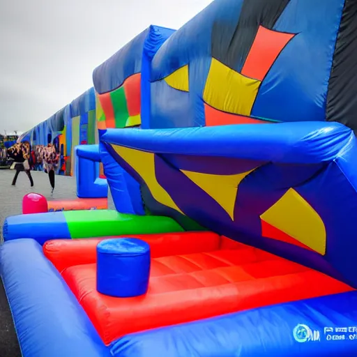 Prompt: ifsc bouldering wall bouncy castle