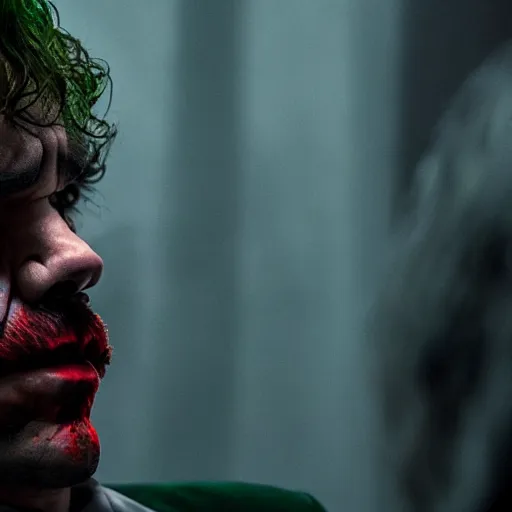 Image similar to stunning awe inspiring peter dinklage as the joker, movie still 8 k hdr atmospheric lighting