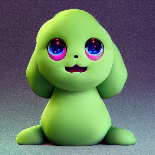 Prompt: cute fumo plush of a blob googirl, chibi monster girl, stylized shiny reflective refractive green liquid pbr material, vray