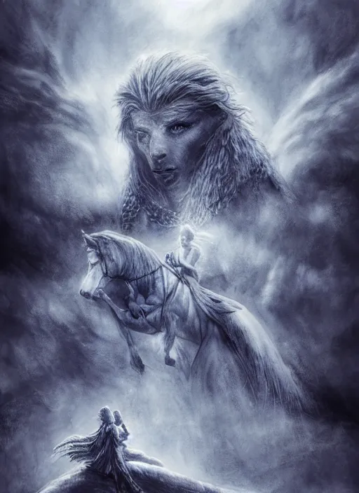 Image similar to portrait, The Neverending Story, watercolor, dramatic lighting, cinematic, establishing shot, extremely high detail, foto realistic, cinematic lighting, pen and ink, intricate line drawings, by Yoshitaka Amano, Ruan Jia, Kentaro Miura, Artgerm, post processed, concept art, artstation, matte painting, style by eddie mendoza, raphael lacoste, alex ross