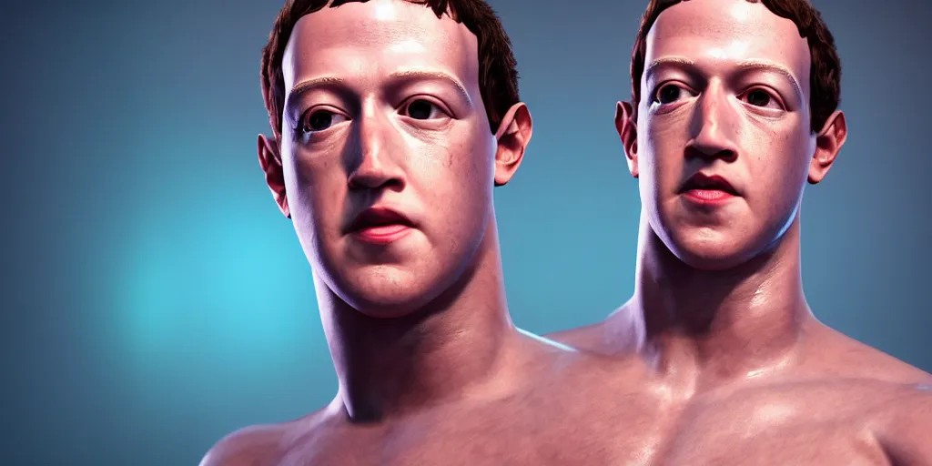 Image similar to professional photograph of a muscular mark zuckerberg as julius caesar, gleaming skin, glowing, sparkling, hyper realistic, digital painting, rendered in unreal 5, octane render, artstation, ambient lighting