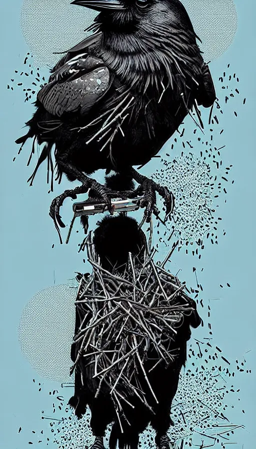 Image similar to epic professional digital art of crow that is a human by dan hillier and julia deville