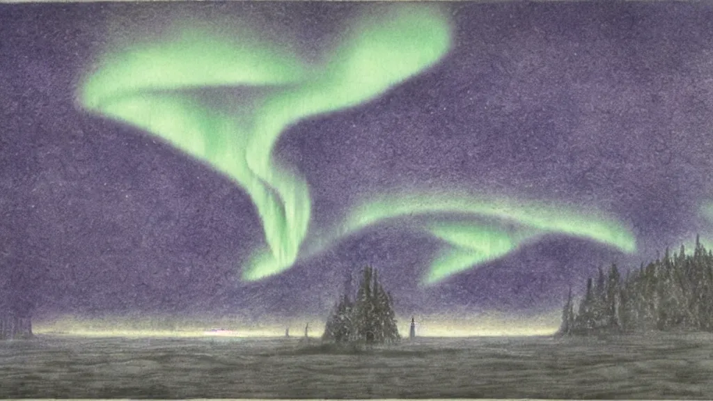 Image similar to the northern lights illustrated by alan lee