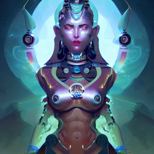 Image similar to portrait of a nubile cybernetic shiva, art by pete mohrbacher and guweiz and ilya kuvshinov, digital art, highly detailed, intricate, sci - fi, sharp focus, trending on artstation hq, deviantart, unreal engine 5, 4 k uhd image