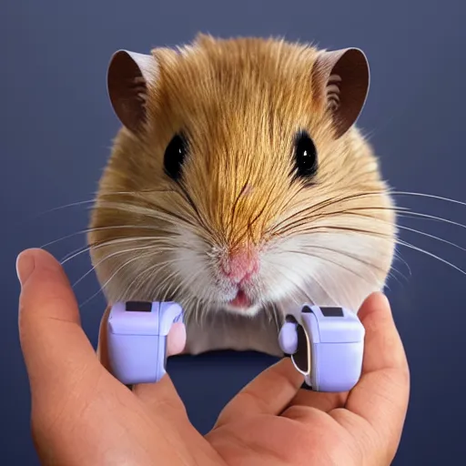 Image similar to a hamster wearing a virtual reality headset, photorealistic 4k