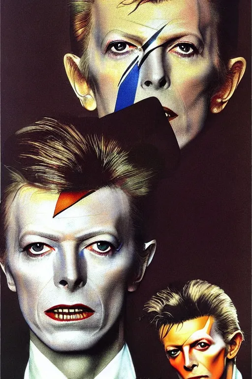 Image similar to david bowie painted by norman rockwell