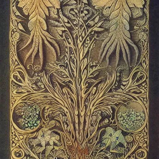 Image similar to garden by ernst haeckel, very beautiful! :: pyrography