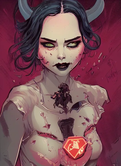 Image similar to beautifull succubus, cute face. dark fantasy, d & d, artstation, art by petros afshar, tom whalen, laurie greasley and greg rutkowski and ilya kuvshinov